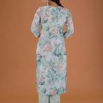 Pastel Blue Floral Embroidered Kurta Set