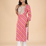 Rani Leheriya Embroidered Kurti