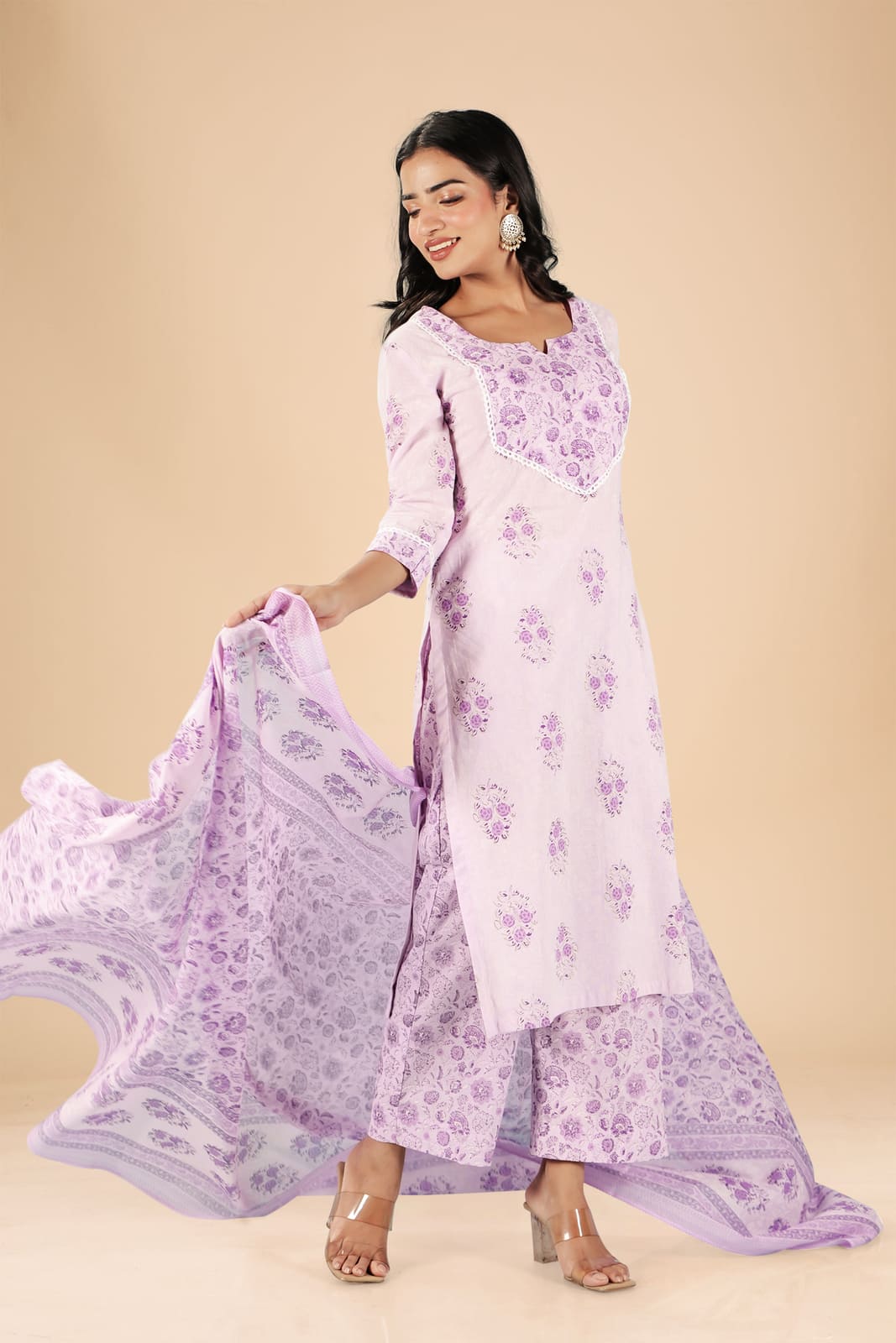 Lavender Floral Kurta Set