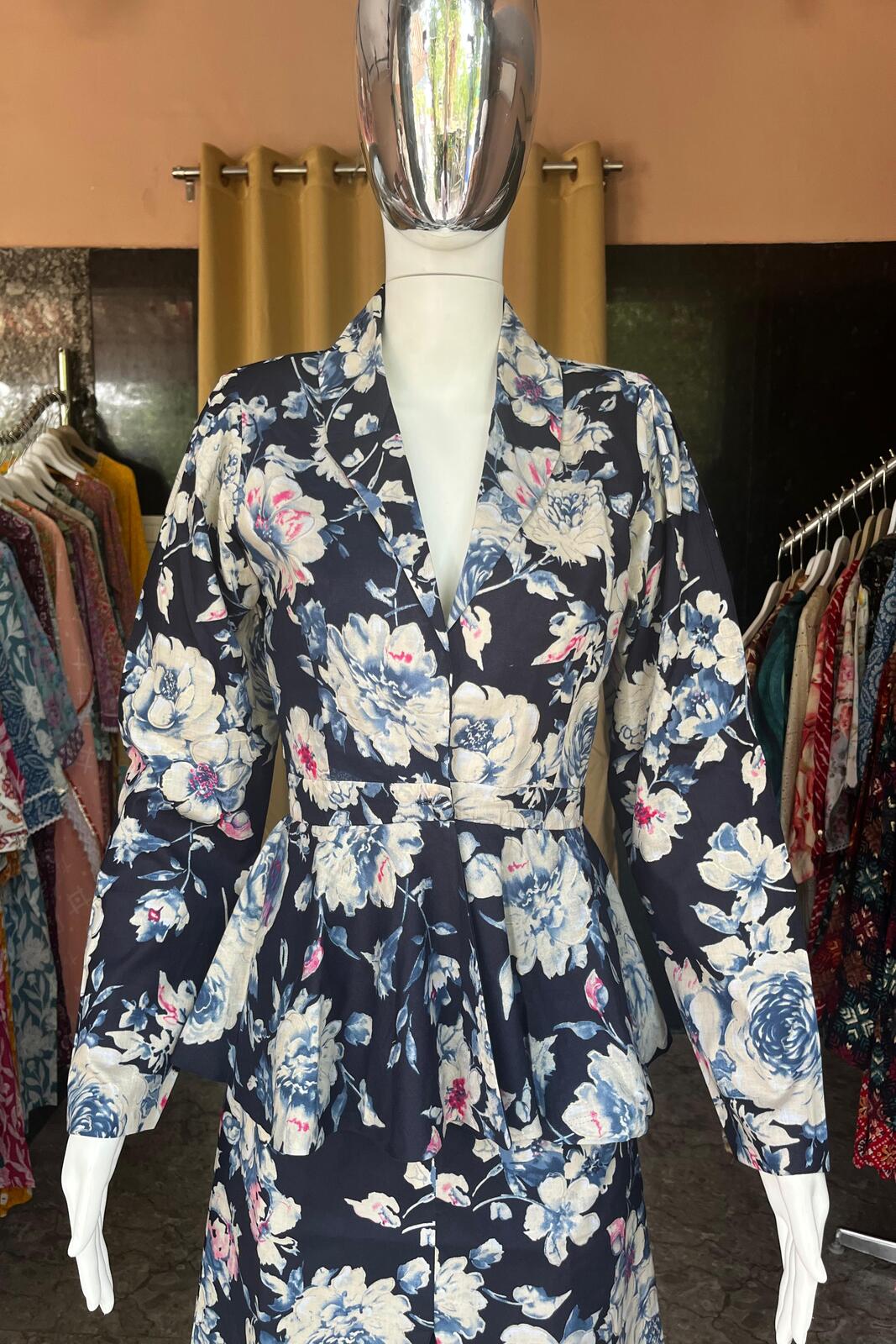 Blue Floral Blazer Babe Set