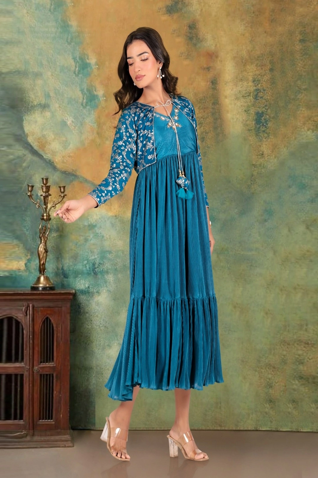 Peacock Blue Koti-Gown