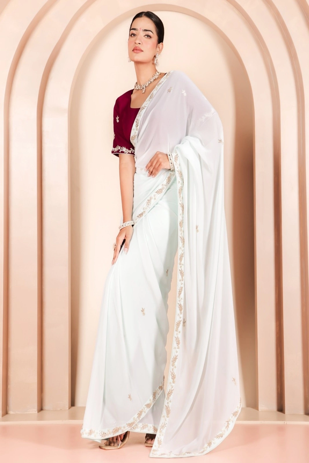 Romantic Blue Georgette Saree