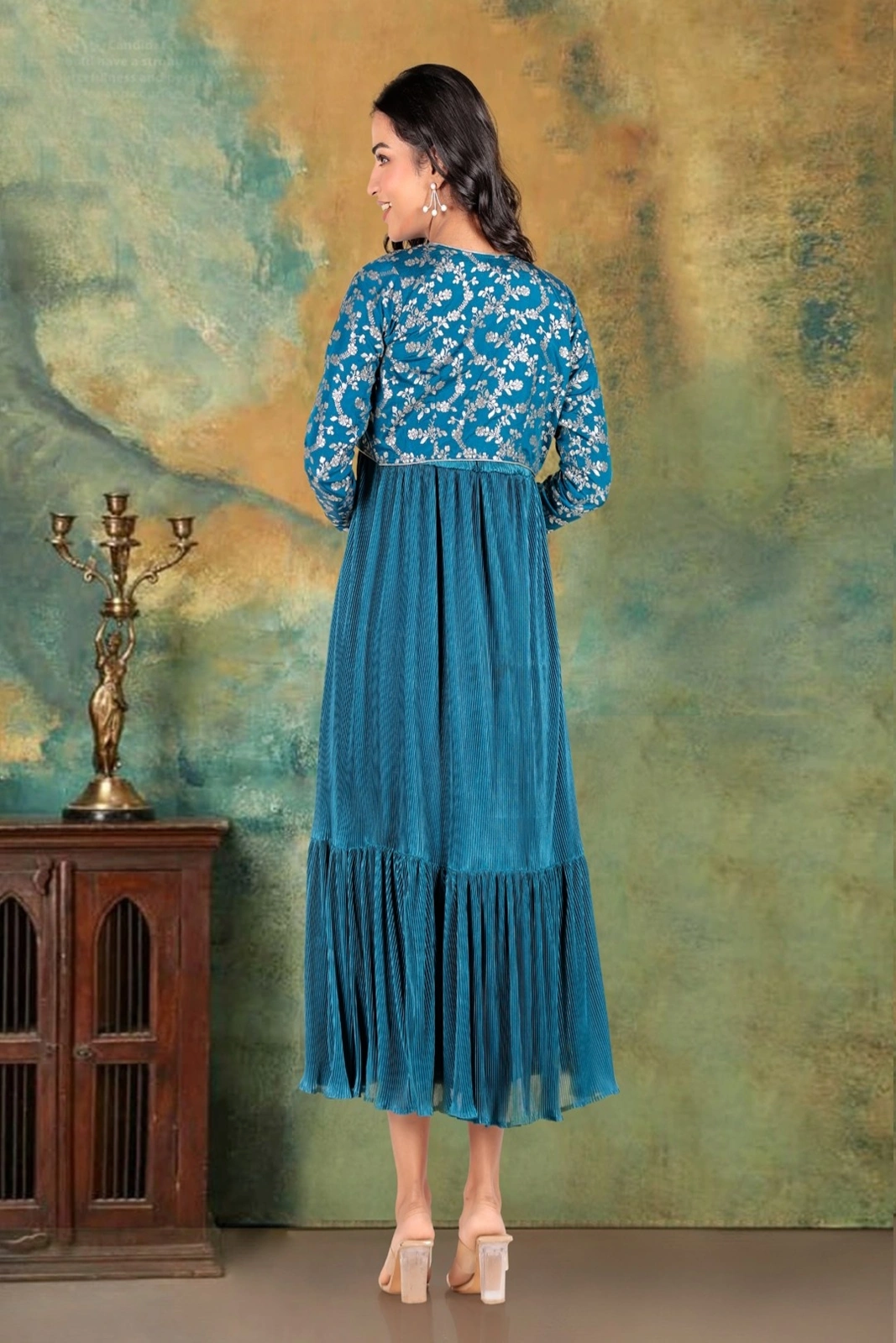 Peacock Blue Koti-Gown