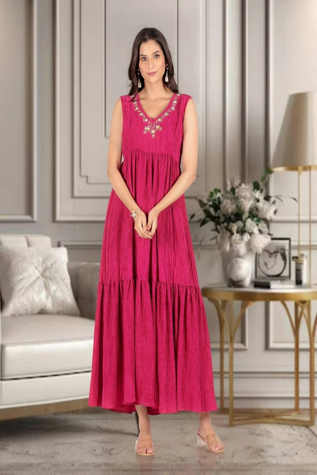 Regal Pink Rose Koti-Gown