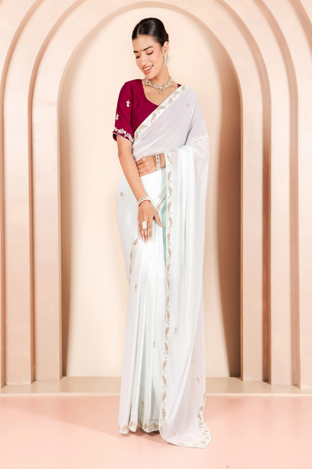 Romantic Blue Georgette Saree