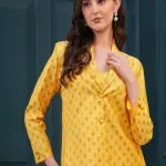 Butter Yellow Banarasi Blazer Set