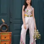 White-Rainbow Garden Embroidered Co-ord Set