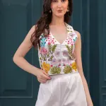 White-Rainbow Garden Embroidered Co-ord Set