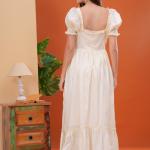 Vanilla Ruffle Romance Corset Midi Dress