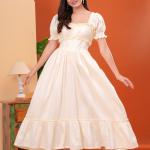 Vanilla Ruffle Romance Corset Midi Dress