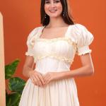 Vanilla Ruffle Romance Corset Midi Dress