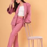Dusty Leatherette Rose Pink Blazer Set
