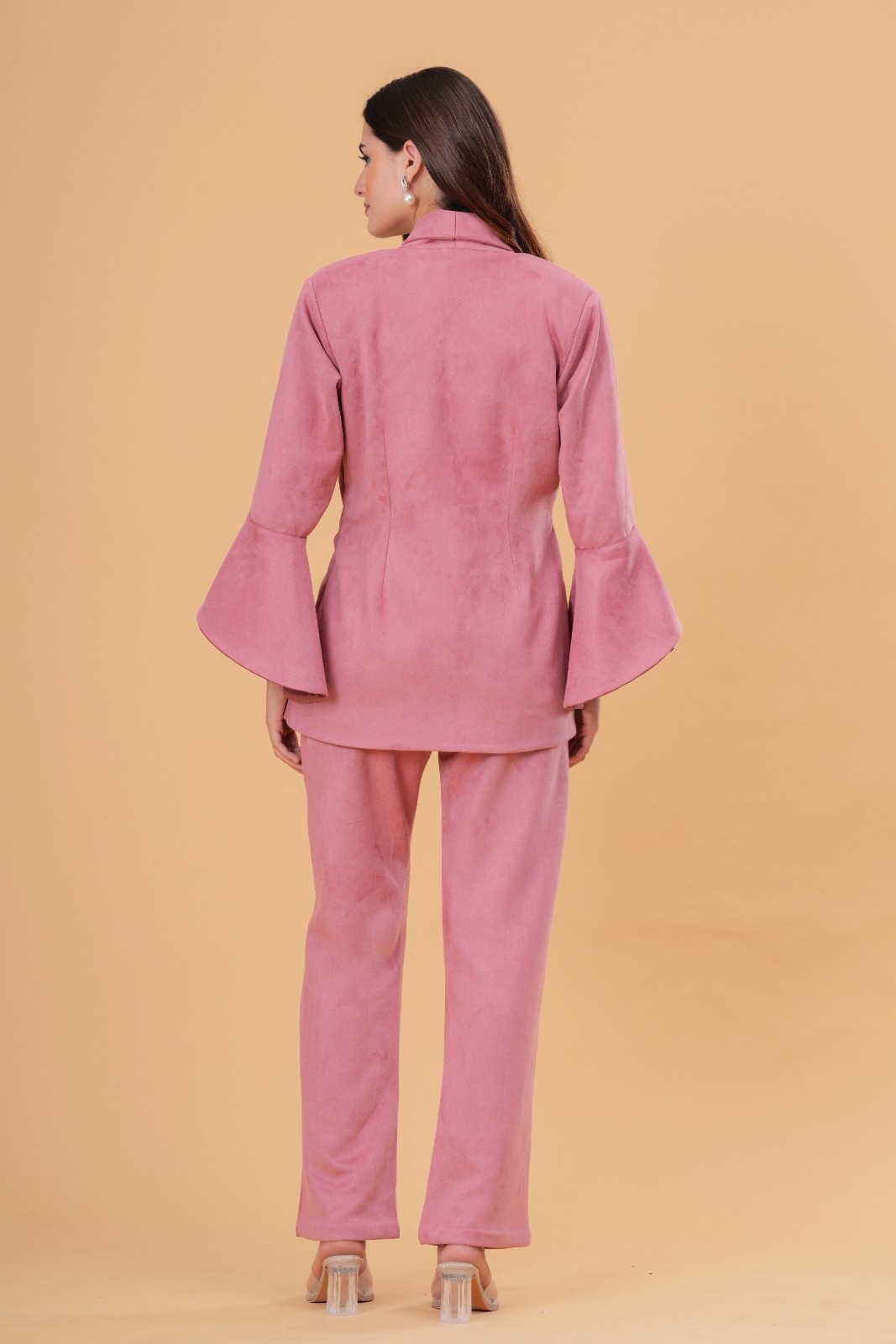 Dusty Leatherette Rose Pink Blazer Set