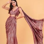 Gold Wine Drape Saree