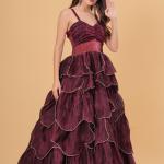 Plum Wine Tiered Statement Gown