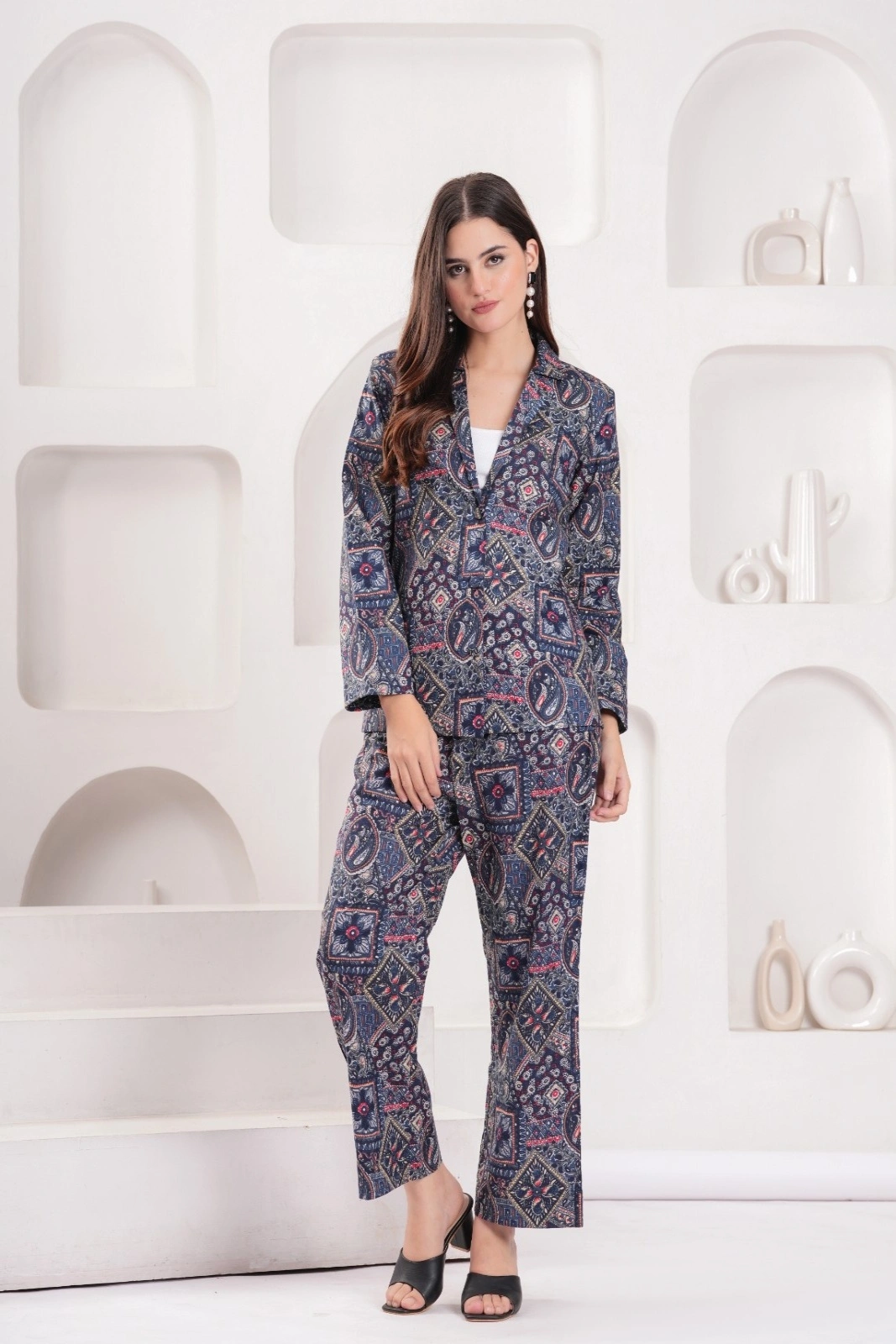 Modern Maze Blue Blazer Set