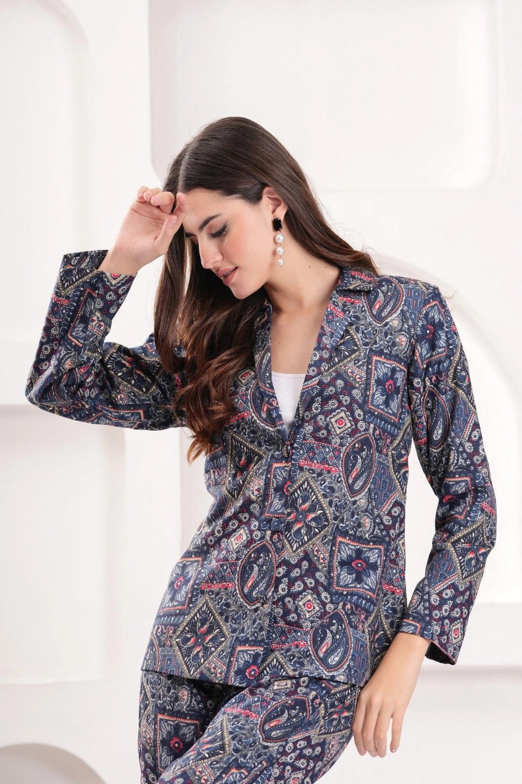 Modern Maze Blue Blazer Set