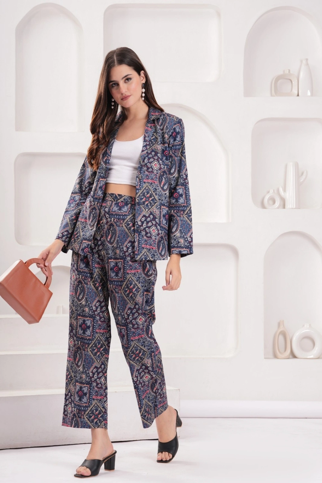 Modern Maze Blue Blazer Set