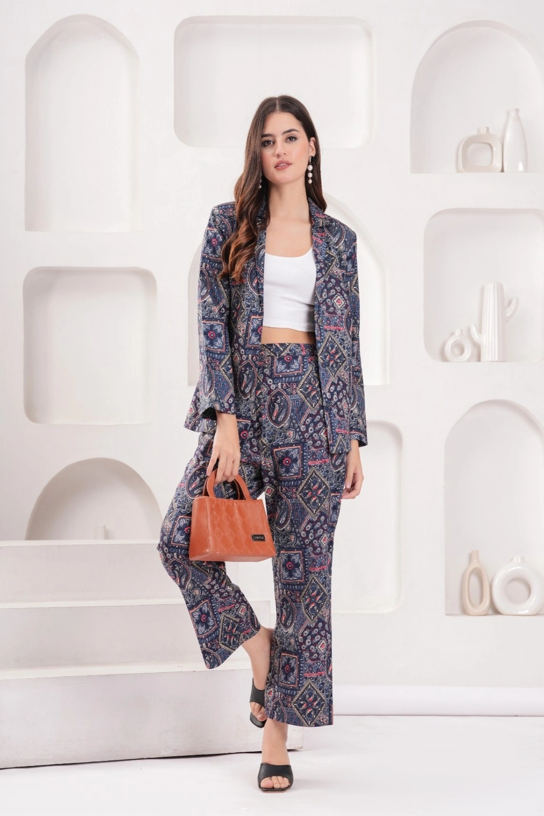 Modern Maze Blue Blazer Set