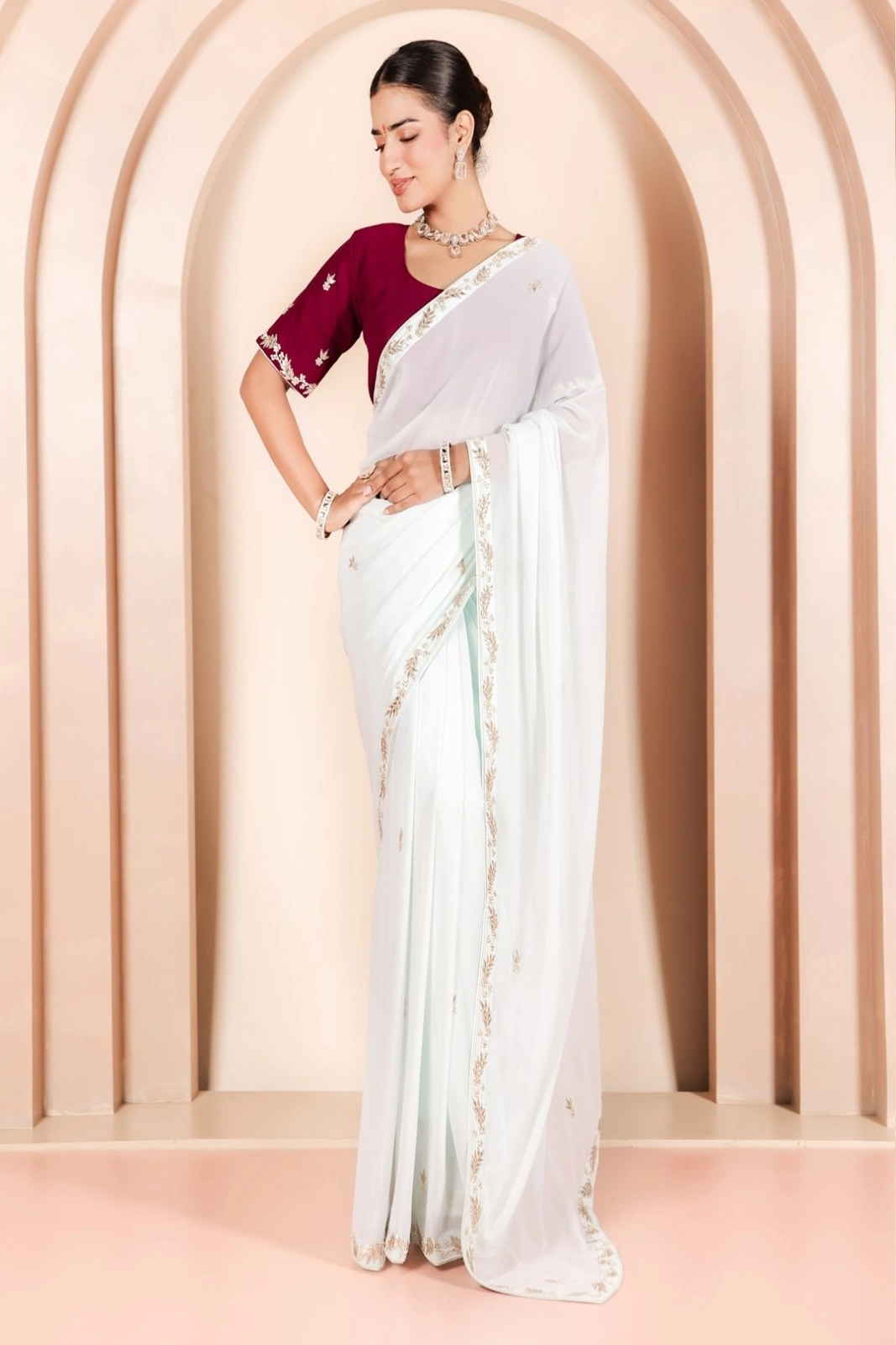 Romantic Blue Georgette Saree