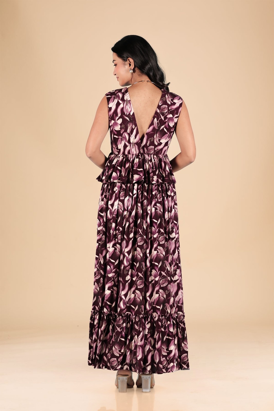 Berry Bloom Ruffle Maxi Dress
