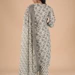 White and Black Floral Kurta Set
