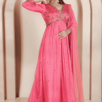 Coral Hand-Embroidered Anarkali Set