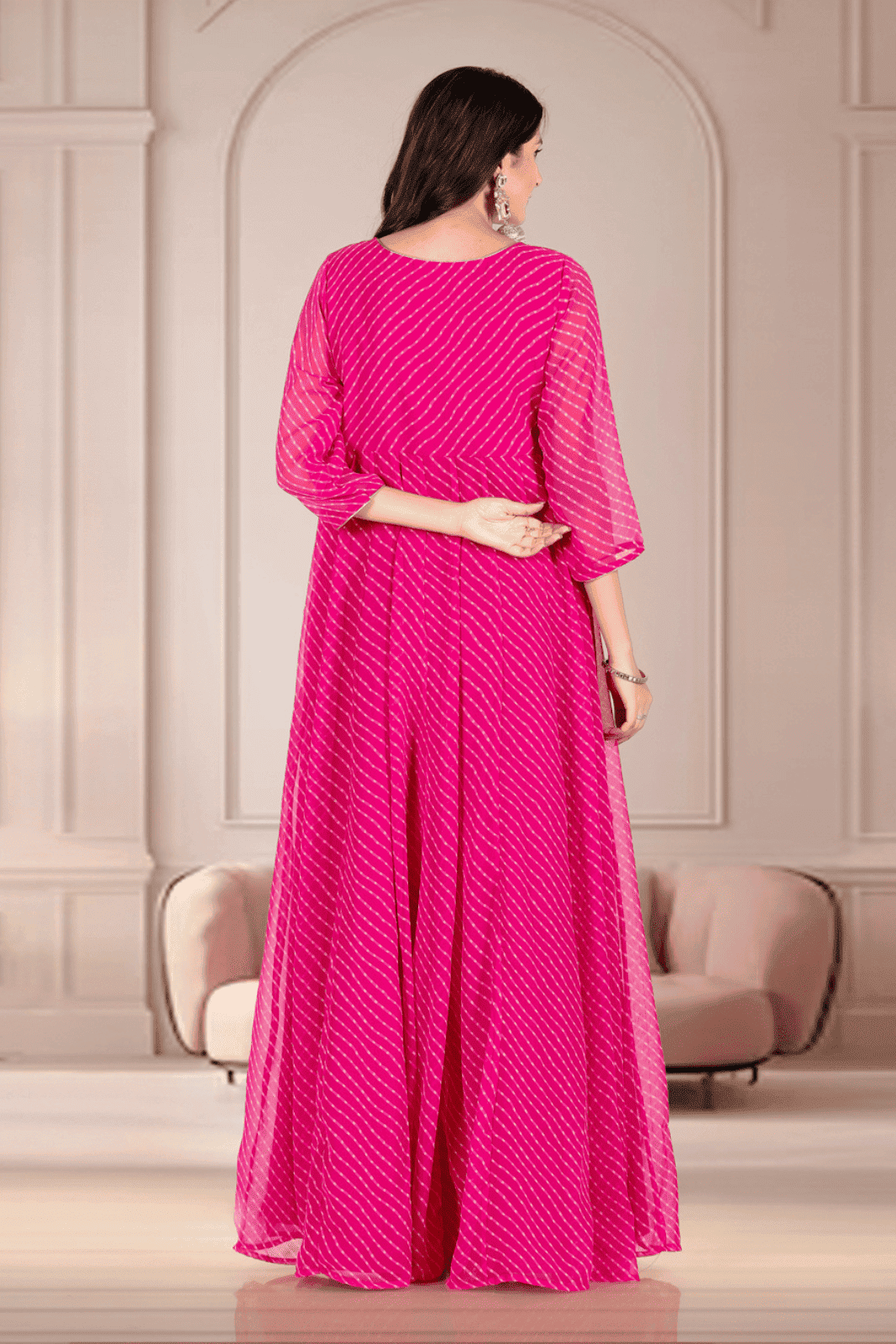 Rani Leheriya Hand-Embroidered Anarkali