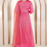 Coral Hand-Embroidered Anarkali Set