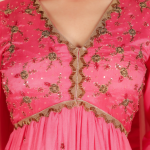 Coral Hand-Embroidered Anarkali Set