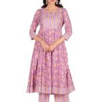 Lavender Floral Anarkali Set