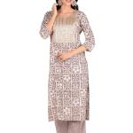 Light Brown Geometric Print Kurta Set