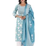 Blue & White Floral Kurta Set