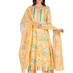 Yellow Floral Anarkali Kurta Set